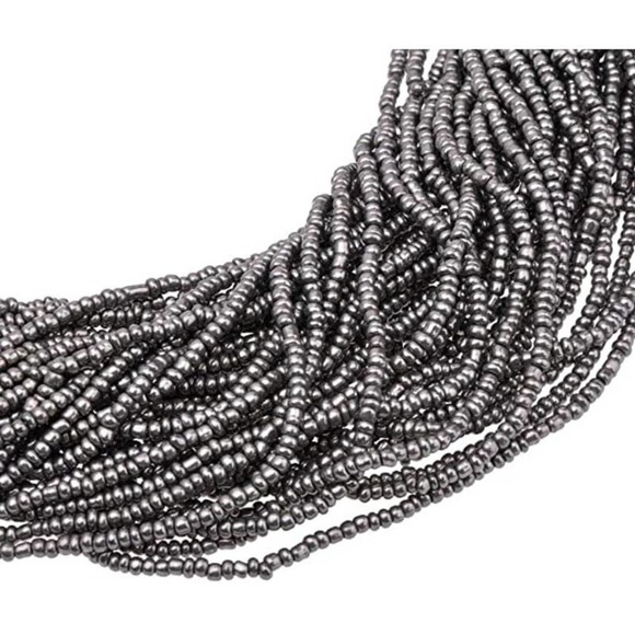 Silver Seed Beaded Necklace Boho Chunky Bead Necklace Multi Strand Seed Necklace - Picture 3 of 5